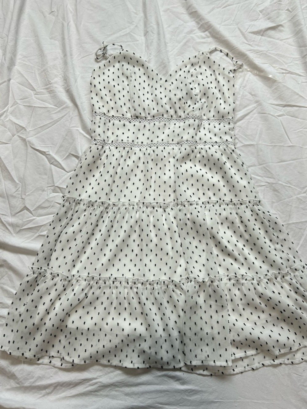 Trixxi White Polka-Dot Tiered Sundress